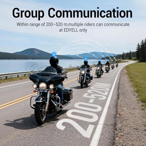 Image of EDYELL Motorcycle Helmet Bluetooth Headset,C2 Motorcycle Helmet Speakers with HiFi Sound,Group Communication System,IPX5 Waterproof /Call /Music /Noise Cancellation,Suitable for Riding /Snowmobile /Cycling