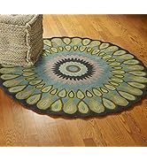 LR Resources Trade-Am Vibrance Miami Round Rug, 5-Feet, Round, Blue
