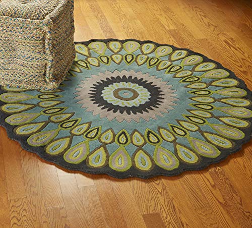 Lr Home Resources Trade-Am Vibrance Miami Round Rug, 5-Feet, Round, Blue,VIBRA03540MIA50RD