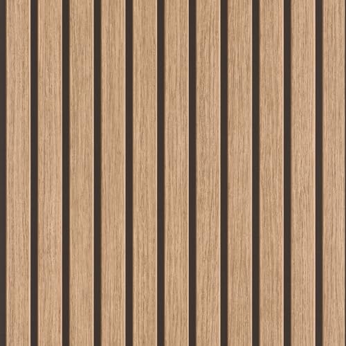 Rasch tesa Selbstklebende Tapete Holzoptik Echo - Strukturierte Vliestapete Holzpaneele 3D mit Streifen in Beige und Schwarz - Einfaches Anbringen, Ohne Kleister - 6,00m x 0,53m