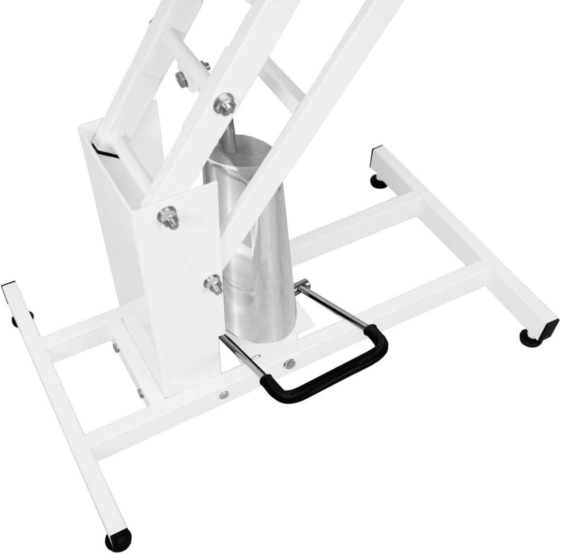 Tavolo Idraulico Toelettatura Cani - Altezza 55-101 cm, Capacità 180 kg, Bianco - Piano Grigio, Antiscivolo 106x61 cm, Acciaio Bianco, Piedini Livellanti, 3 Guinzagli