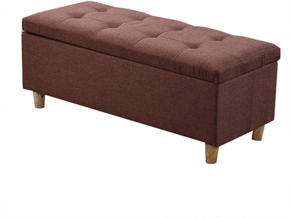 Repose-pieds tissus en lin avec rangement pour salon et chambre