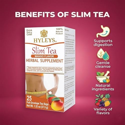 Hyleys Slim Tea, Mango, Herbal Supplement for Weight Loss, 25 Tea Bags - 3