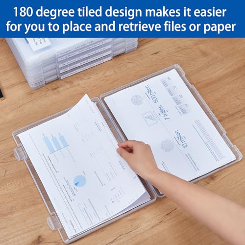 Image of 4 Pack A4 Paper Storage Box, 8.5 x 11 Project Case for US letter, Thick Scrapbook Storage Box Craft Storage Box Art Supplies Storage and Organization, Board Game Storage and Organizers