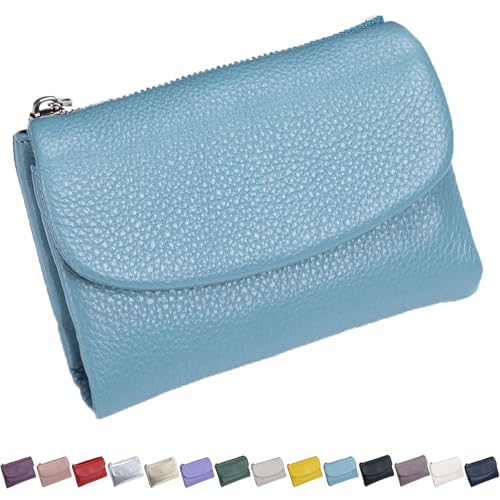 Joyfullygo Wallet,Unisex Pebble Leather Wallet,Womens Short Genuine Leather Purse Card Holder Clutch Bags for Coins Cards (J)