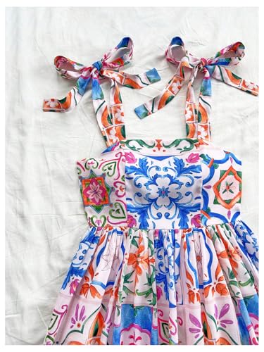 Image of Floerns Women's Summer Floral Print Tie Shoulder Cami Dress Flare Hem Boho Mini Dress
