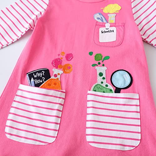 Image of Hongshilian Little Girls Cotton Casual Dress Cartoon Print T-Shirt Short Sleeve Skirt Dresses