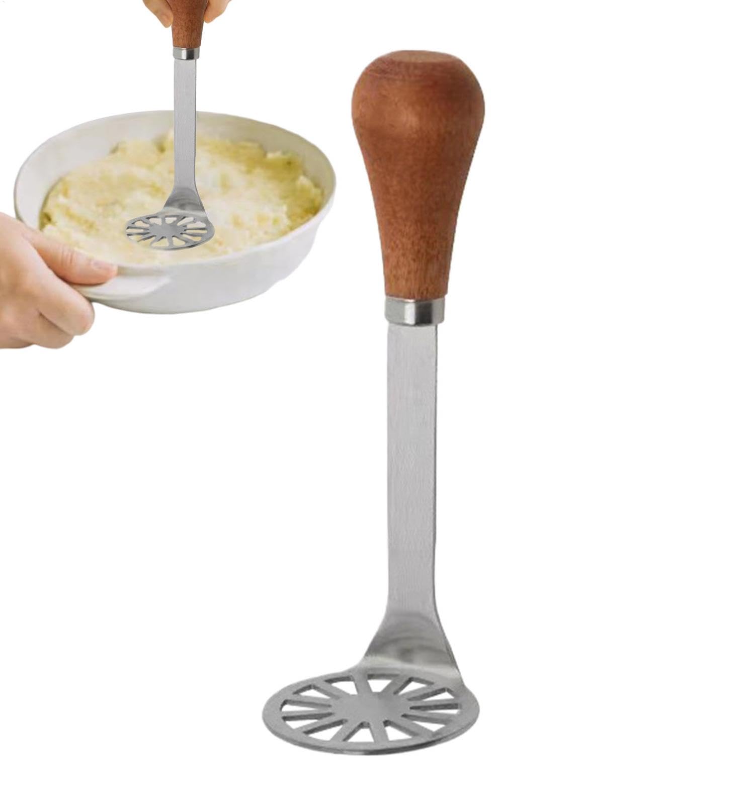 Masher De Frutas - Herramienta Eficiente De Utensilios De Cocina De Cocina - Machacador De Papa Compacto Con Mango De Madera, Ideal Para Frijoles, Verduras, Frutas, Carne