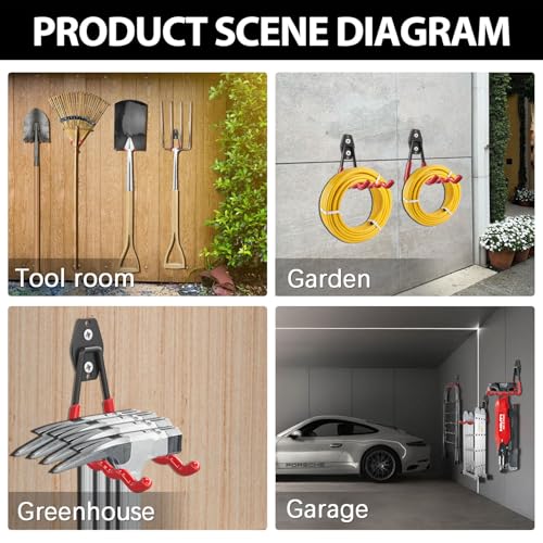 Image of 3-H Heavy Duty Garage Hooks, 46 Pack Wall Storage Organizer,Red