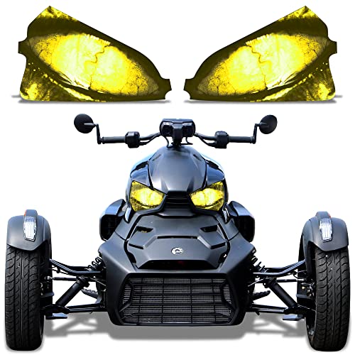 AMR Racing Roadster Headlight Eye Graphics Decal Cover Compatible with Can-Am Ryker 2019-2022 - Corrupt Yellow, (AMR22389)