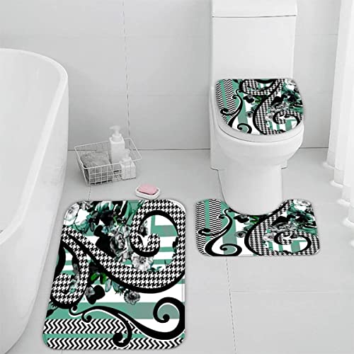 TiaoTian Badematten Set 3D 40x60 Barock Badezimmerteppich-Set absorbierend 3-teiliges maschinenwaschbare weich…