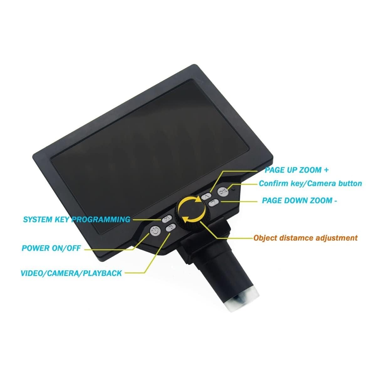 7 Inch LCD Digital Microscope with 1X-1200X Magnification, 8 LED Lights, HD Camera for Coin, PCB Soldering, and Kids' Use