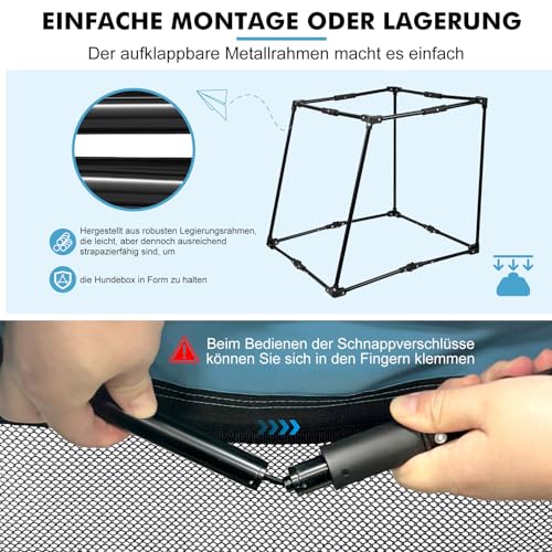 Snagle Paw Faltbare Transportbox,Stabiler Transportbox Hund Rückbank mit Kopfstützen-Gurt, Metallrahmen Reisebox für die Autorückbank für Mittel/große Hunde, Hundebox Mit Netztüren & Weiche Polsterung