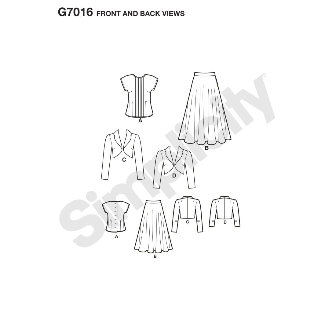 Simplicity 8462 8462 Chemisier Vintage pour Femme, Jupe et doublé Boléro, Papier, Blanc, U5 (16–18–20–22–24)