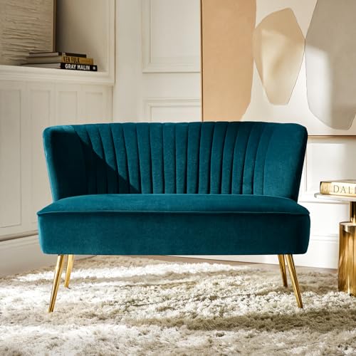 HULALA HOME Velvet 2 Seater Sofa Upholstered Loveseat Couch with ...