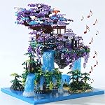 Yushinv Set de cerises Blossom Building avec boîte cadeau 4574Pcs, Scène originale Musique Japonaise Sakura Tree House(Type :Symphonie), Bonsai Tree Lights Building Kit, .Cherry Blossom Set