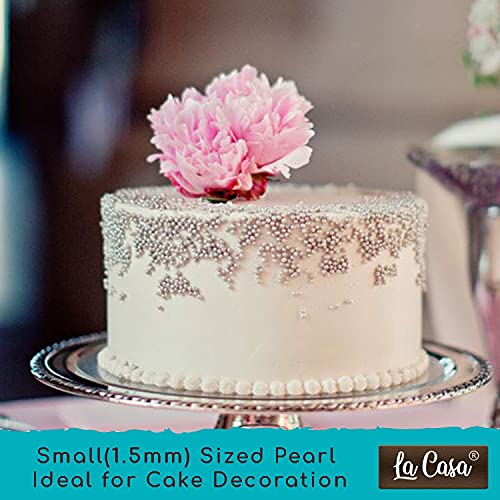 Image of La Casa Premium Silver Dragees | Small(1.5mm) Sized Pearl Balls Ideal for Cake Decoration & Garnishing | 100g |