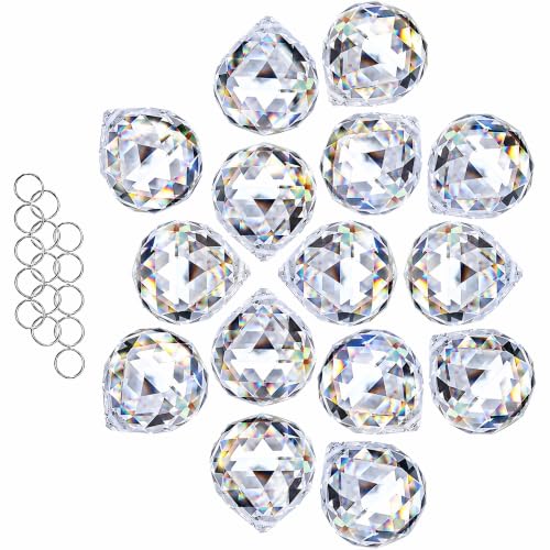 15pcs 30mm Clear Crystal Ball Prism Suncatchers for Window Hanging