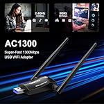 Wireless WiFi Adapter for Desktop PC - QGOO AC1300Mbps USB 3.0 Network Dongle with 5dBi High Gain Dual Antennas, 2.4GHz/5GHz Dual Band for Laptop Computer Compatible Windows11/10/8 - Image 2