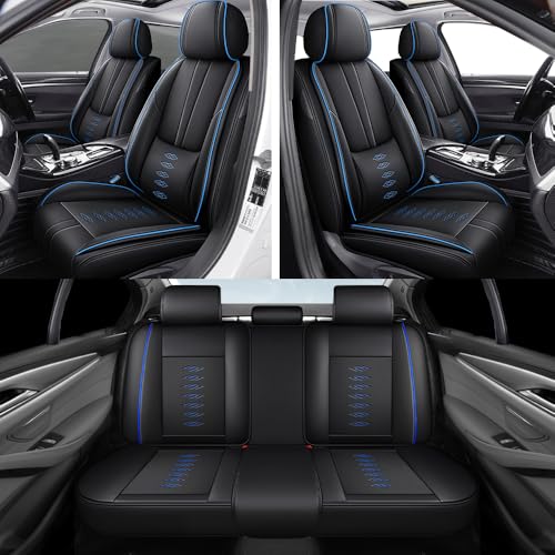 Image of Car Seat Covers for Toyota Camry 2012-2025 2026,Waterproof Leather Seat Covers 5-Seats Luxury,Car Interior Accessories with Airbag,Car Seat Protectors for Camry(Black+Blue)