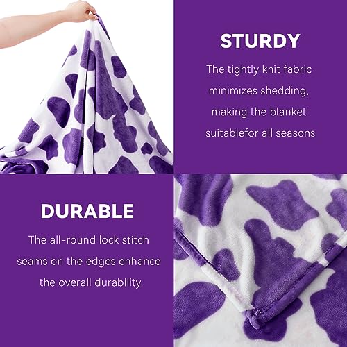 Image of Purple Throw Blanket for Bed, Lavender Soft Fleece Blanket for Women, Girls, Teens | Lightweight Bedding & Couch Accessories, Purple Gifts for Birthday, Holidays 50 inchx60 inch