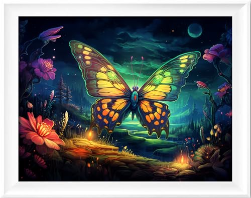 Image of Leczany Cross Stitch Stamped Kit for Adults - Fantasy Butterfly | DIY Embroidery Starter Patterns Craft Kit Needlepoint for Beginner | 11CT, 3 Strands | 17.7x12.6 inches
