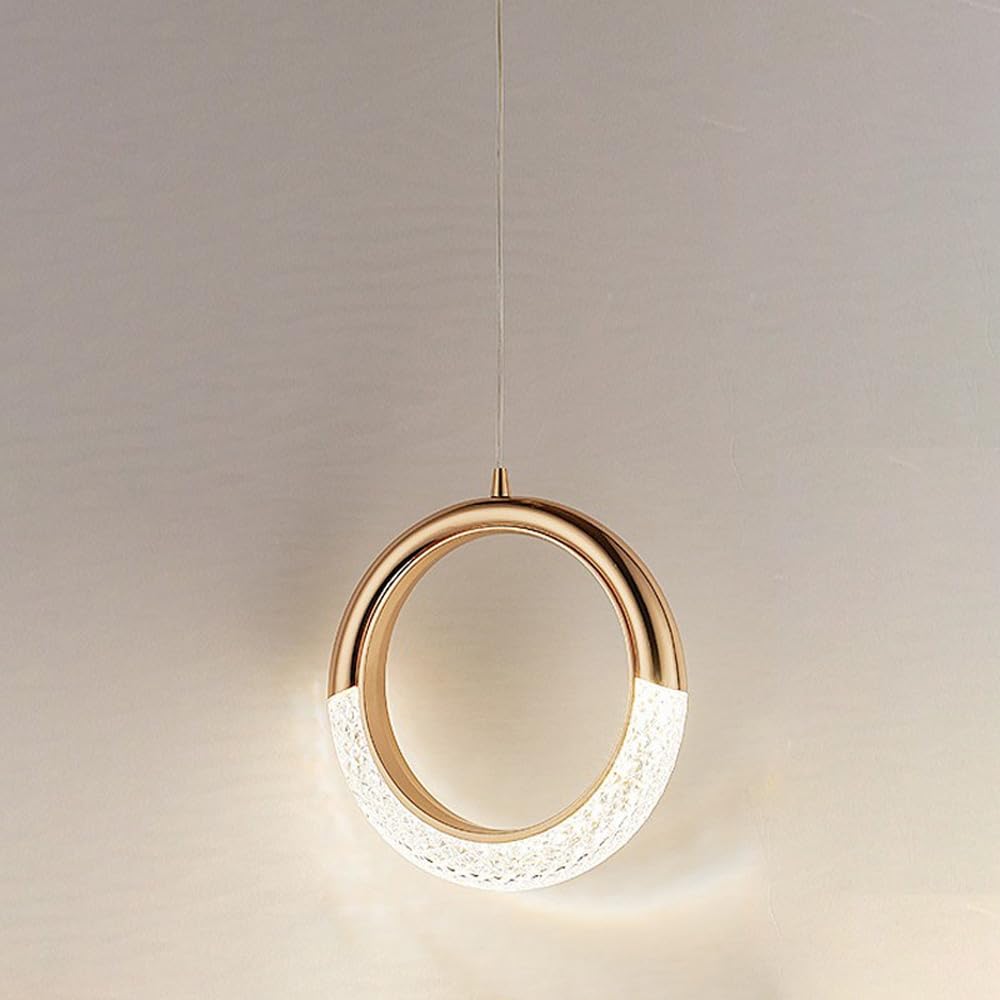 Lustre moderne doré LED pour salon et chambre : mini plafonnier rond et éclairage suspendu