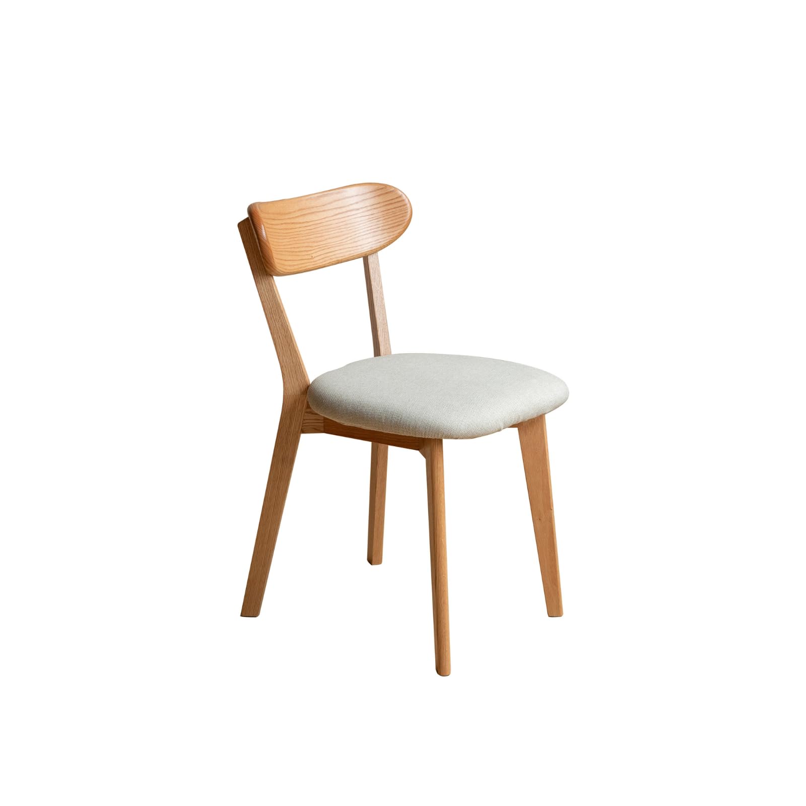 Bamskov 100% Solid Wood Dining Chairs - Practical Kitchen Chairs with Upholstered Cushion - Wood Chair for Dining Room, Kitchen (1, Natural with White