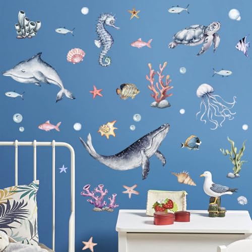 Vinilos decorativos marinos luminosos para pared azul miniatura 4