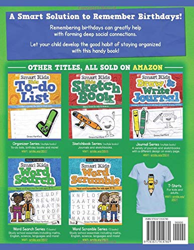 Smart Kids Birthday Calendar Book: Perpetual birthday diary/organizer for kids to note important family dates: (Large size: 8.5 x 11) (Smart Kids Organizer Series) image 2