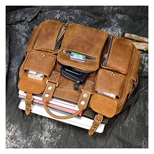 Genuine Leather Duffle Bags for Men, Travel Bags for Men Handbags Briefcases Mens Shoulder Bags (Color : Brown)4