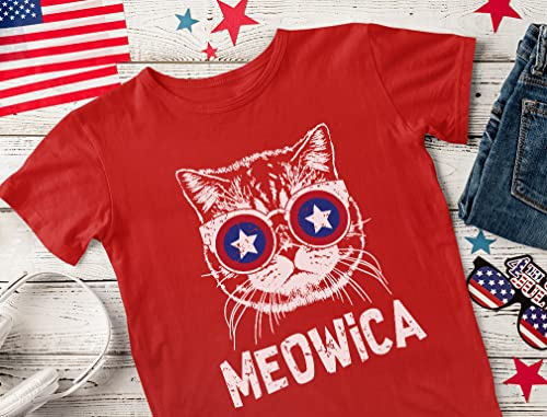 Tstars TeeStars - Meowica America Patriot Cat 4th of July Youth Kids T-Shirt4