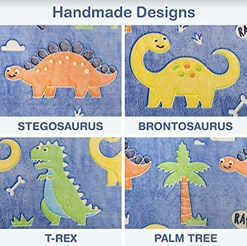 Image of Glow in The Dark Blanket Gifts for Toddler Kids Teen Girls| 200cm x 150cm |Bedroom Decor, Lightweight Throw Blankets|Soft Cozy Fluffy Luminous Throw Blanket - Blue Dino - 2