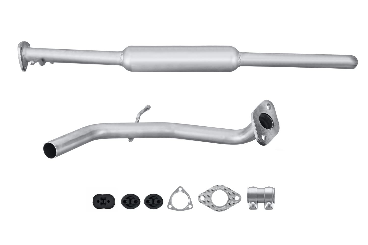 HELLA 8LB 366 020-811 Tłumik przedni - Easy2Fit® Kit - z przodu - dwuczęściowy - Komplet z elementami do montażu - dla m. in. HYUNDAI ACCENT