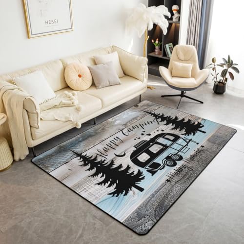 Erosebridal Rustic Farmhouse Style Area Rugs 4x5, Happy Camping Rug
