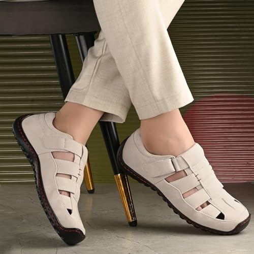 Image of Centrino Men's Fisherman Sandals | Cushioned Insole & Hook & Loop Straps | Trendy Sporty Design with Premium Upper | Closed-Toe Sandals for Travel & Walking (6620)