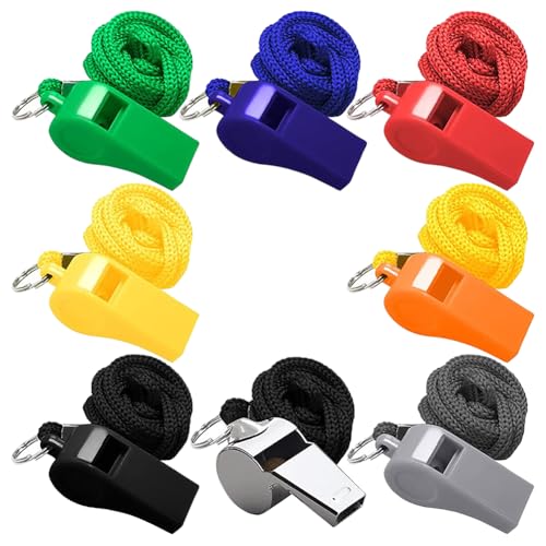 8 Silbatos Deportivos de Plástico para Entrenador con Cordon miniatura 1