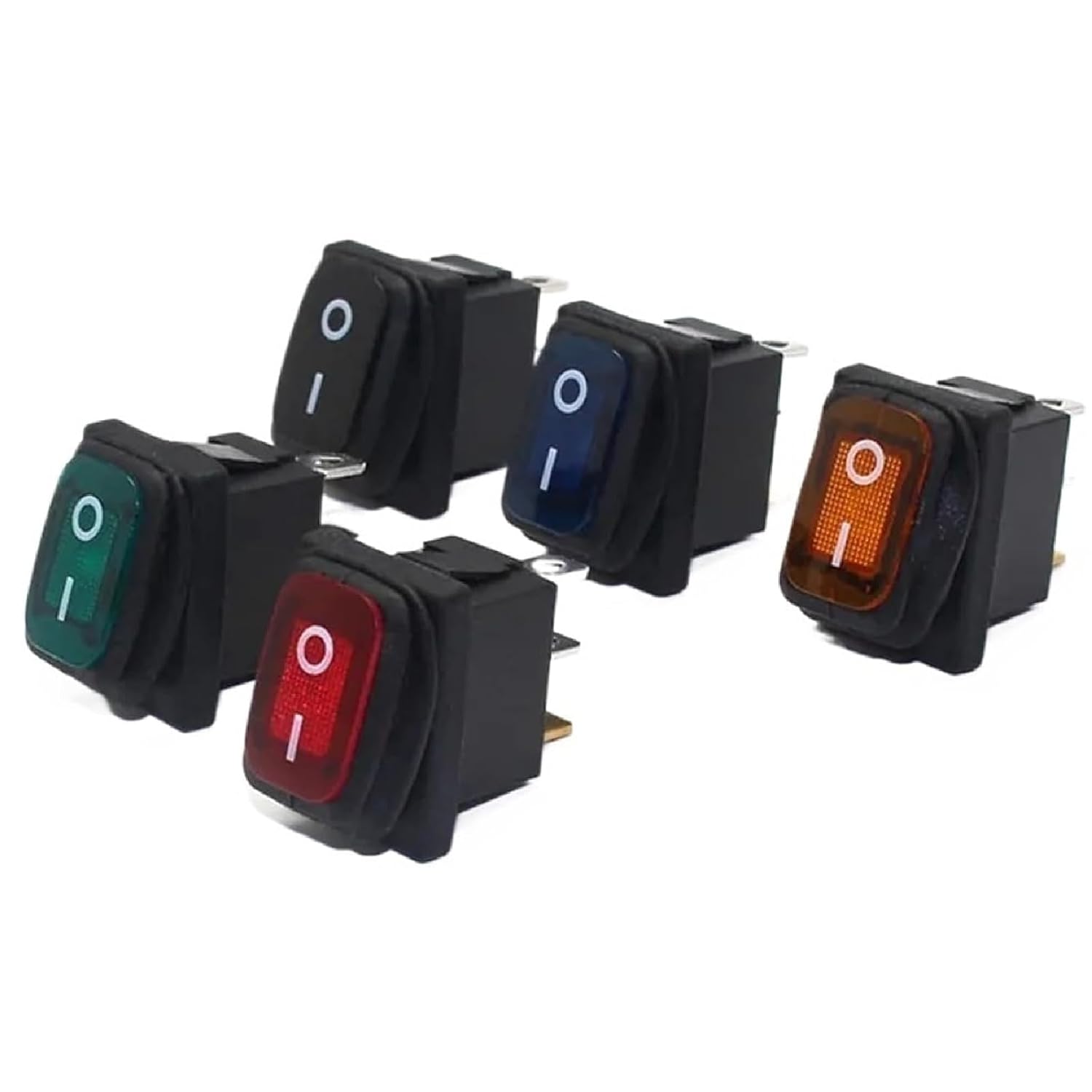 Kcd1-101 3 Pins in 12V Red Lighting 6a 250vac 13x19mm on Off Seal Rocker Switch (12V RED, 0.2, 0.2, Inches)