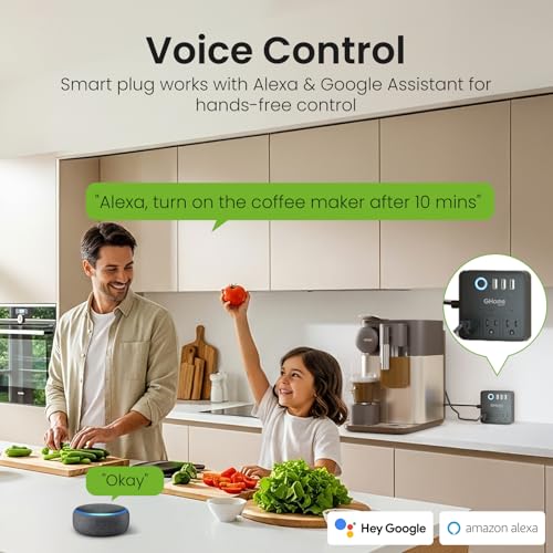 Image of GHome Smart Power Strip with 3 WiFi Outlets & 3 USB, Alexa & Google Home Compatible, ETL Listed Surge Protector Power Strip, App & Timer Control, Ideal for Lamps, Coffee Makers & Office (2.4GHz Only)