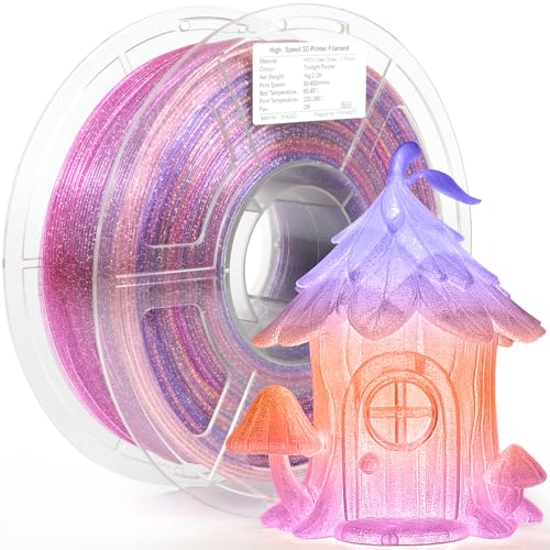 Image of iSANMATE Rapid Gradient Clear PETG Filament 1.75mm, Transparent Gillter 3D Printer Filament, Vivid Clear Rainbow PETG, Dimensional Accuracy ±0.02mm, 1kg Spool-Twilight Purple
