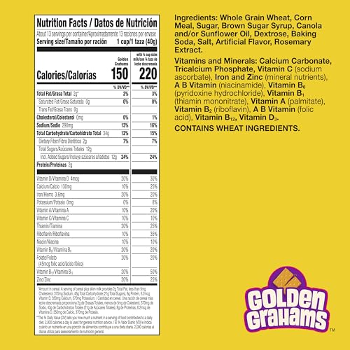 Image of Golden Grahams Breakfast Cereal, Graham Cracker Taste, Made with Whole Grain, Family Size, 18.9 oz