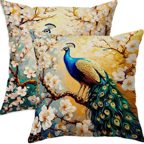 Housses de coussin 75x75 bleu imperméable contre les taches de canapé - 2