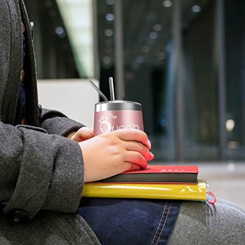 Deitybless Boss Lady- Best Christmas Birthday Gifts for Women Boss Mom Unique Long Distance Friendship Gifts for Her - 12oz Insulated Wine Tumbler with Lid and Straw