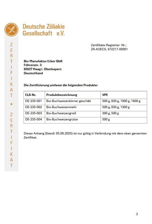 Bio-Buchweizenmehl 500 g, 'glutenfrei' zertifiziert, aus geschälten Bio-Buchweizenkörnern aus Oberbayern/Deutschland, vegan, vegetarisch, bestens für Pfannkuchen und Brotbacken geeignet