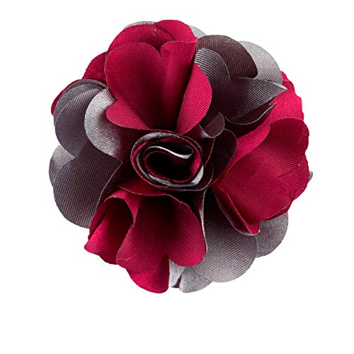 Vittorio Vico Mens Two-Tone Flower Lapel Pin - Handmade Flower Lapel Pins for Men Suits - Elegant Tuxedo Accessories - Unique Gifts for Him, Husband, Father, Groom (One Size, Burgundy/Charcoal)