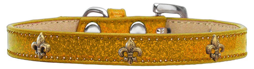Mirage Pet Products Bronze Fleur De Lis Widget Dog Collar, Size 12, Gold Ice Cream