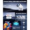 Mini Projector, Portable Projector with Wifi and Bluetooth, Built in Apps, Support 4K 1080P, 180 Rotation, Auto Keystone, Movie Projector Compatible With HDMI/USB/TV Stick/Smartphone/Laptop