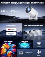 Mini Projector, Portable Projector with Wifi and Bluetooth, Built in Apps — image 2