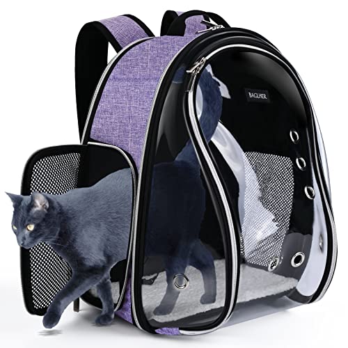 BAGLHER Cat Carrier Backpack Bubble - Airline-Approved Dog Backpack Carrier for Small Pets Puppies Dogs Bunny for Travel Outdoor Hiking, Purple