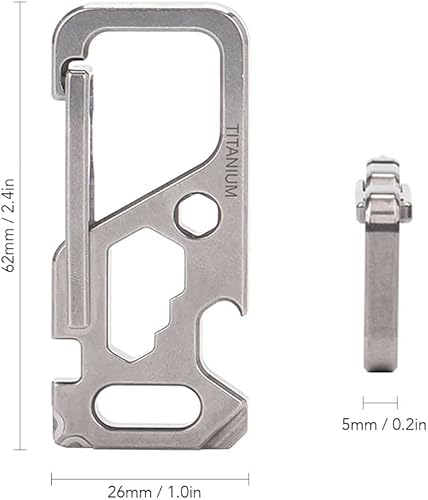 Miniatura 2 de XJJZS - Llavero de aleación de titanio multiherramienta para exteriores, mosquetón de resorte, abridor de botellas, llave para bicicleta, mosquetón
